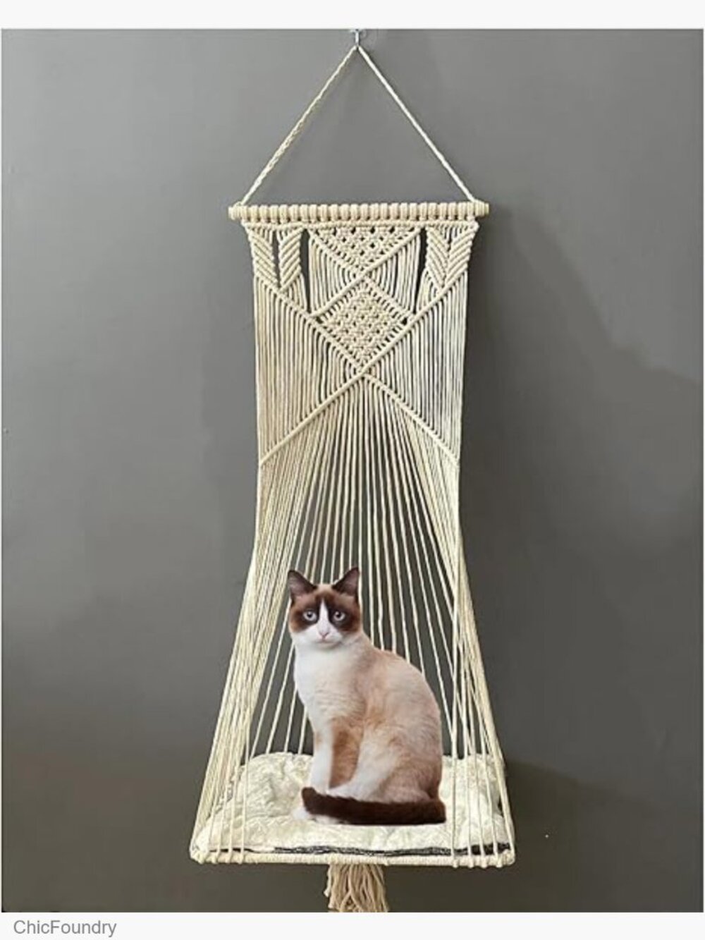 Macrame Hanging Cat Hammock Swing Bed for Indoor Cats Boho Perch
